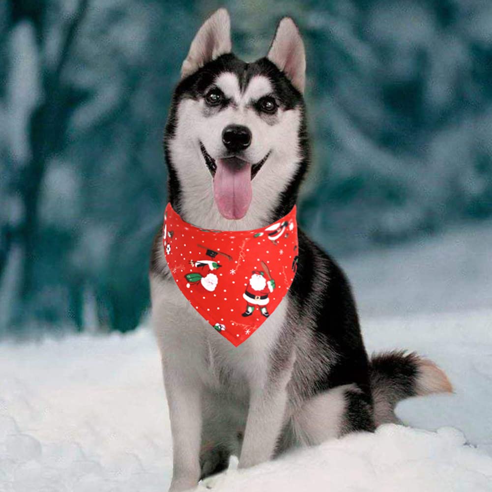 Garvee Pet Christmas Cotton Triangle Scarf Saliva Towel Pet Costume Accessories for Small Medium Large Dogs Cats Santa red