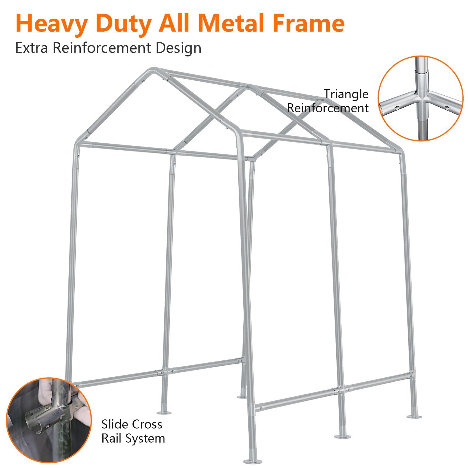 Garvee 6' X 8' Heavy Duty Carport with Roll-Up Door, Waterproof, Portable Garage for Cars and Boats, Grey