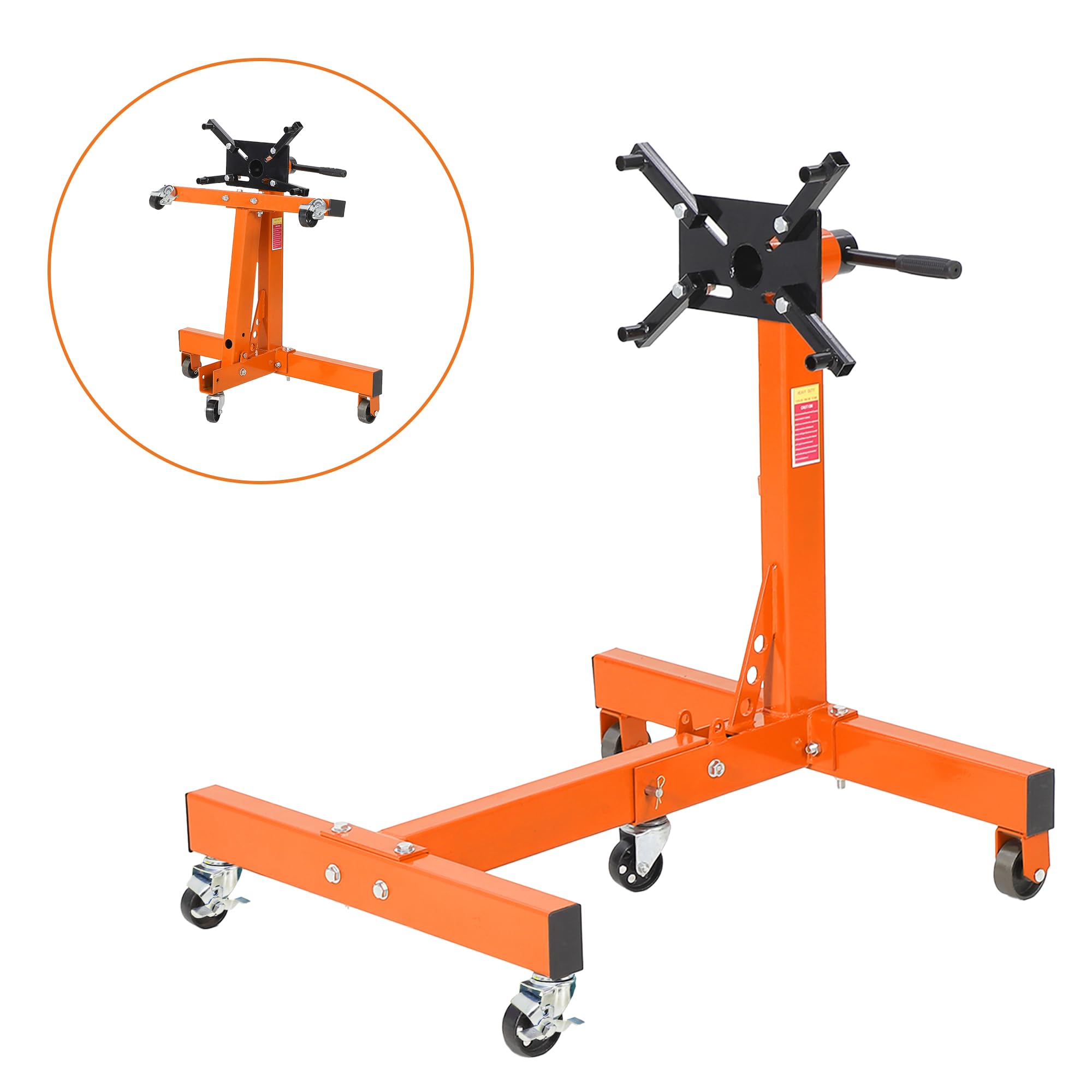 Garvee Engine Stand 1500 LBS Rotating Motor Stand with 360° Rotating Head, 4 Adjustable Arms & 5 Casters for Vehicle Maintenance, Durable Steel, Black