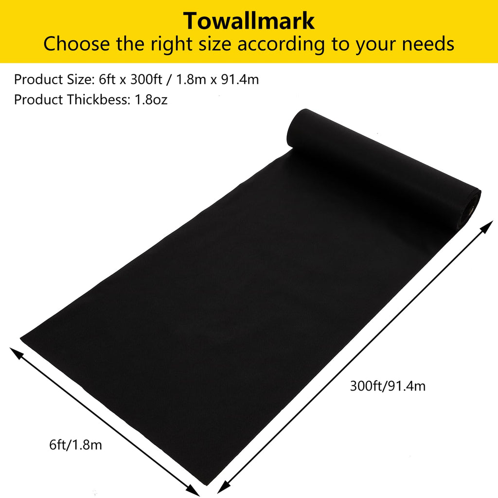 Garvee 6ft x 300ft Weed Barrier Landscape Fabric, Premium Non-Woven 1.8oz Ground Cover Weed Block Gardening Mat, Easy Setup & Superior Weed Control, for Erosion Control, Weed Block, Ground Cover