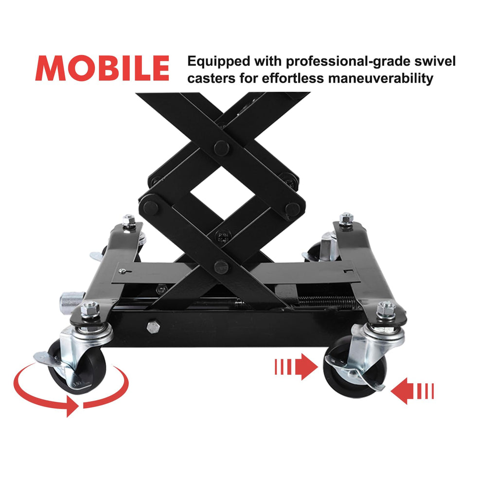 Garvee 450 LBS Capacity Low Profile Transmission Jack with 2M Safety Straps for Auto Repair, 7-23 in Lift Range, Black