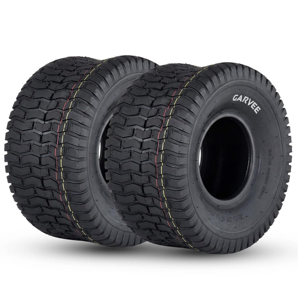 Garvee 2 Pack 20x10.00-8 Lawn Mower Tire V Pattern Tubeless For Lawn Garden Mowers Utility Vehicles 20x10-8 Black