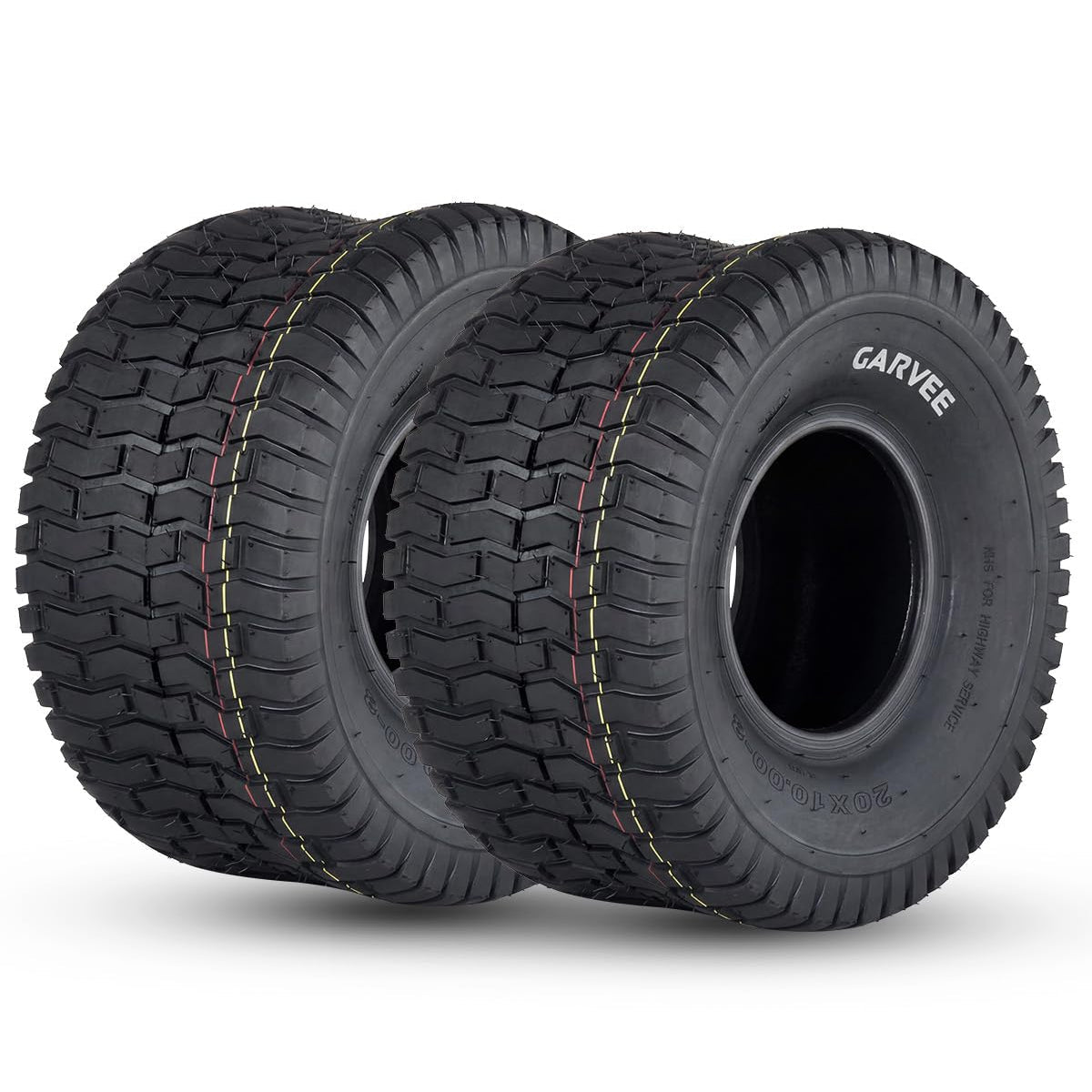 Garvee 2 Pack 20x10.00-8 Lawn Mower Tire V Pattern Tubeless For Lawn Garden Mowers Utility Vehicles 20x10-8 Black