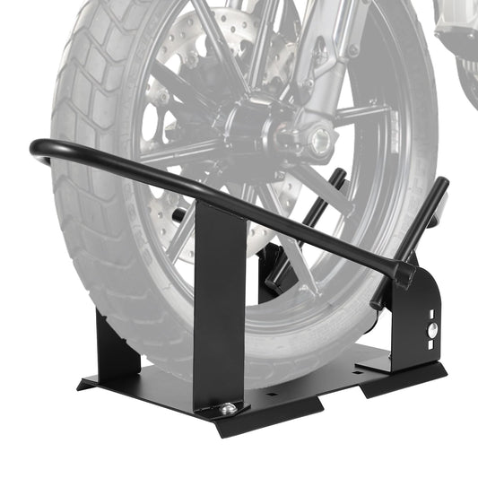 Garvee Heavy Duty Motorcycle Wheel Chock Stand Adjustable Front Tire Holder for 15-21 Inch Wheels Steel Black for Garage Trailer Truck