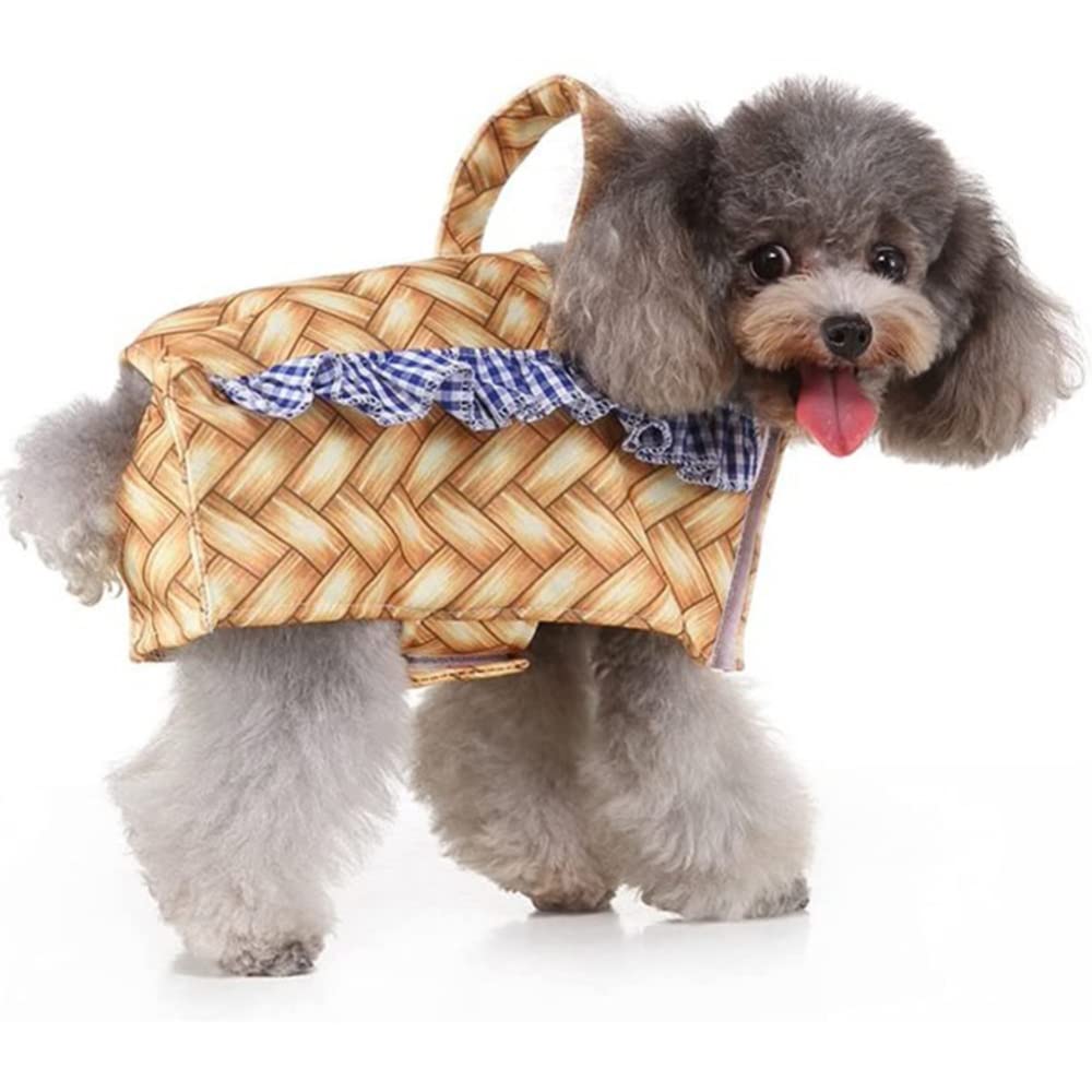 Garvee Dog Costumes Pet Dog Basket Costumes Funny Dress Up Clothes Pet Supplies for Halloween Christmas Birthday Party S