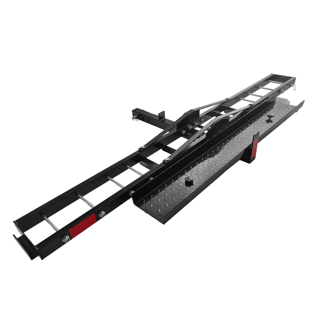 Garvee Motorcycle Rack Advanced Hitch Carrier Black Steel Dual-Sport Rack System 600lb Capacity with Extended Loading Ramp Universal Truck and SUV Mounting Hardware Included