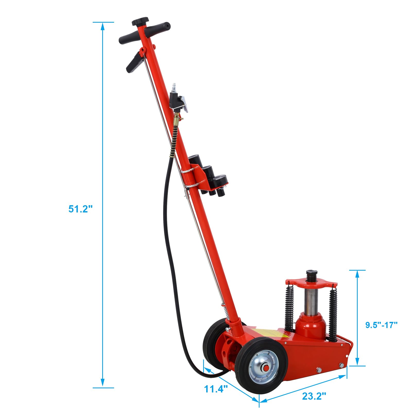Garvee 22 Ton Pneumatic Floor Jack Red Quick Lift Air-Operated Bottle Jack for Garages Repair Shops with Wheels Durable Steel