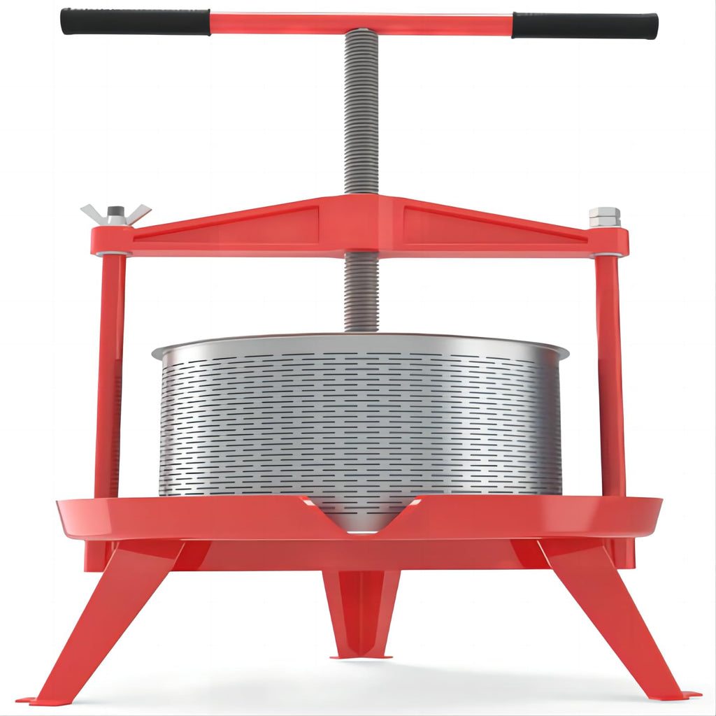 Garvee Manual Fruit Wine Press 2.38 Gal, Stainless Steel Fruit and Wine Press with T-Handle, Stable Triangular Structure, Wine Making Press for Outdoor, Kitchen