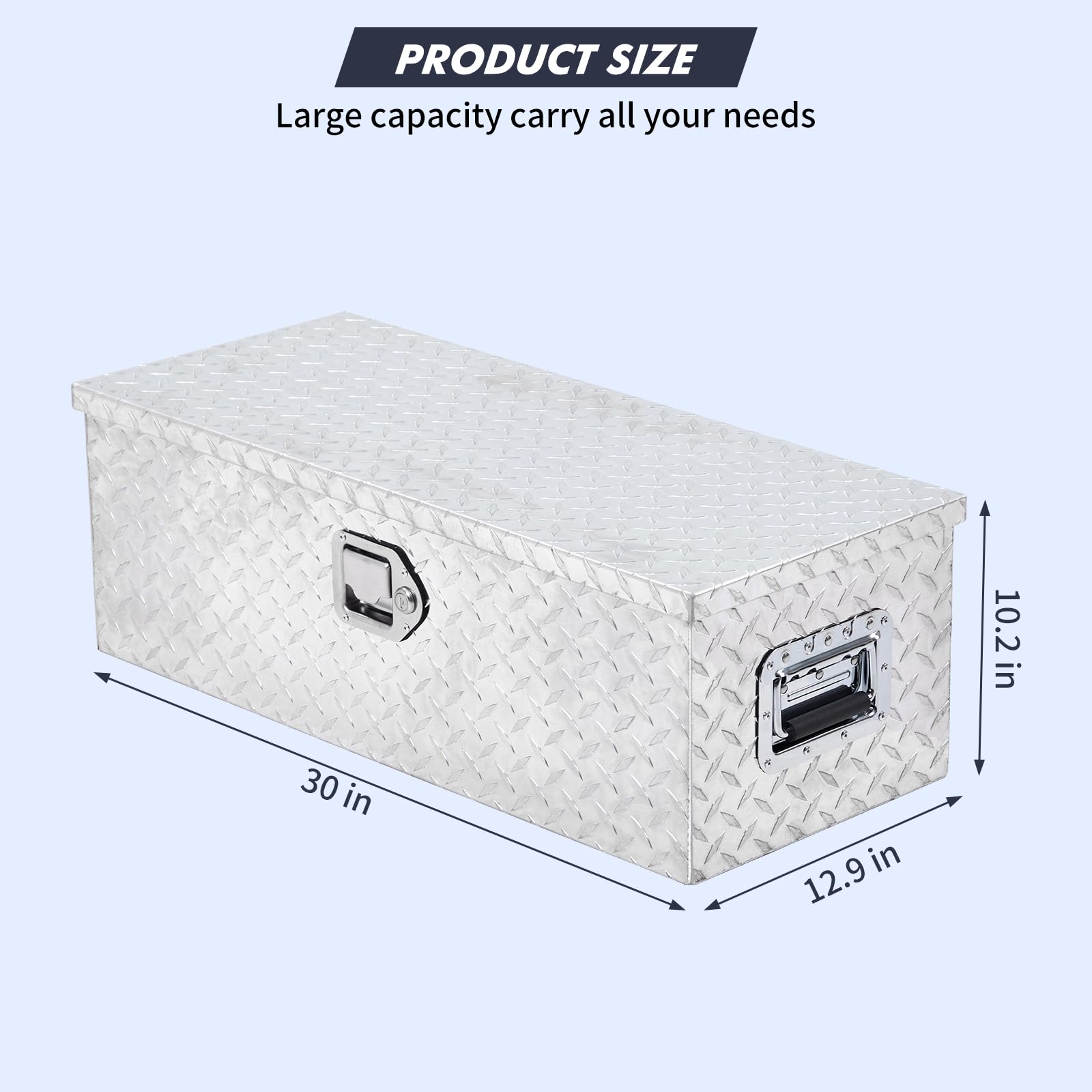 Garvee 30 Inch Heavy Duty Diamond Plate Toolbox, with Shelf-Silver