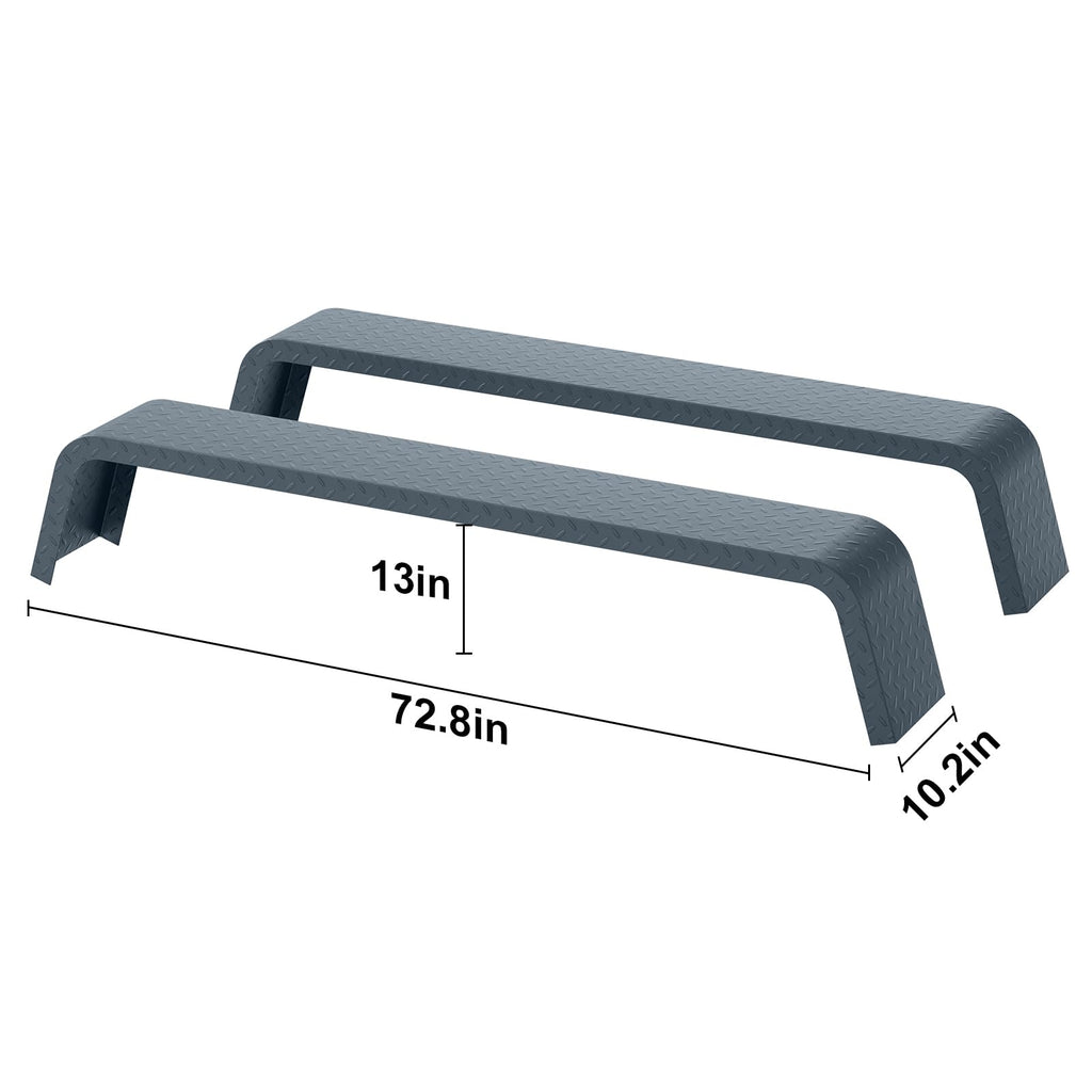 Garvee Trailer Fenders,2 Pack Tandem Axle Trailer Fenders Fit 13"-15" Tires,Heavy Duty Steel Double Axle Trailer Fenders Car Hauler Trailer,Cargo Trailer,Utility Trailer,Landscape Trailer Silver