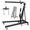 Garvee 2T Engine Hoist with Lever - 4400 lbs Heavy-Duty Folding Cherry Picker Hydraulic Tilting Shop Crane with 6 Iron Caster Wheels, Telescopic Boom, and Hitch, Black