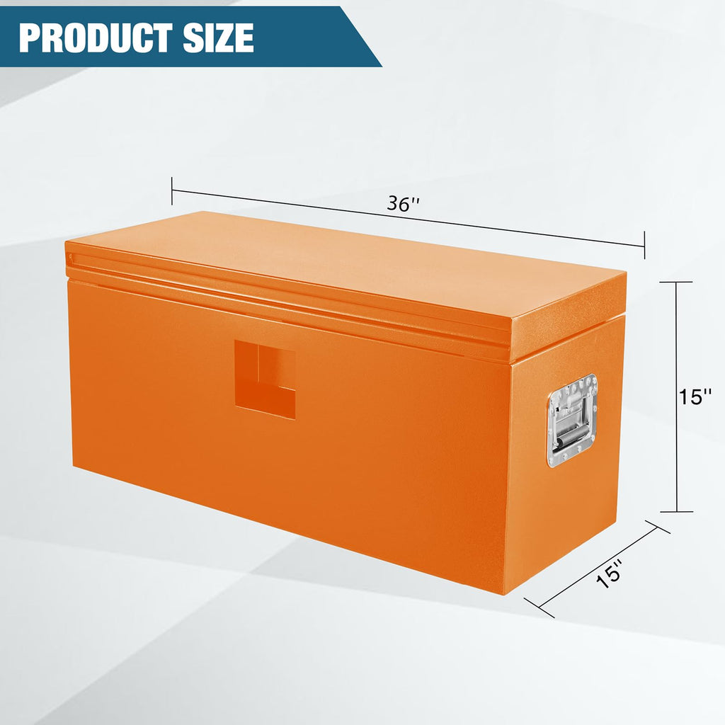 Garvee 36"x15"x15" Steel Truck Bed Tool Box, Trailer Tongue Storage Organizer Chest, for Truck Bed, RV, Trailer, Orange