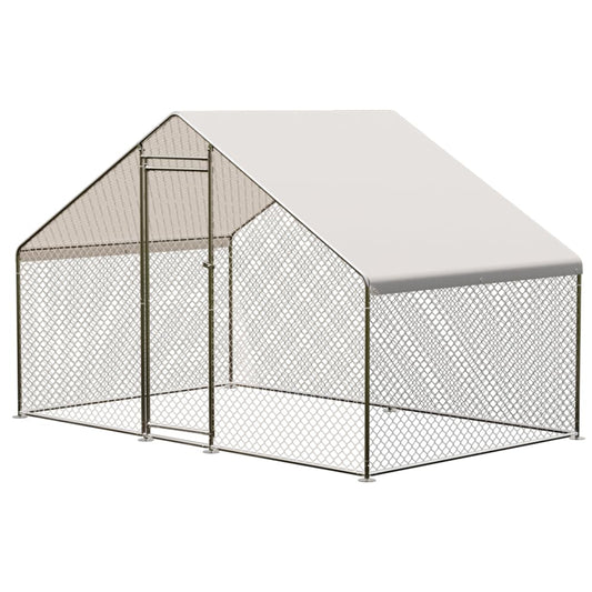 Garvee Large Metal Chicken Coop, Walk-in Poultry Cage, Large Outdoor Chicken Coop with Waterproof Cover for Outdoor Yard Farm Use (9.8x6.5x6.5FT)