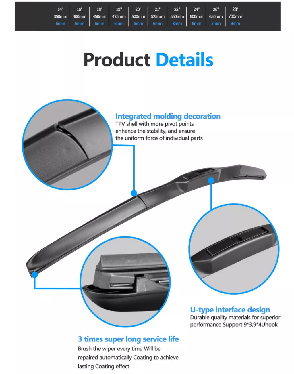 Garvee Windshield Wipers, 26 & 14 Inch Pack of 2 Automotive Replacement Windshield Wiper Blades for Car, Premium Rubber and Stable Base Design, OEM Quality Wiper Clear Quiet, Easy DIY Install.