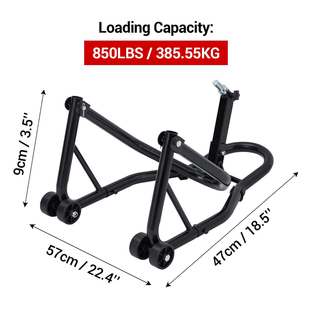 Garvee Motorcycle Rear Stand – 850 lbs Heavy-Duty Swingarm Spool Lift, U-Fork Design – Universal Fit for Most Bikes, Black
