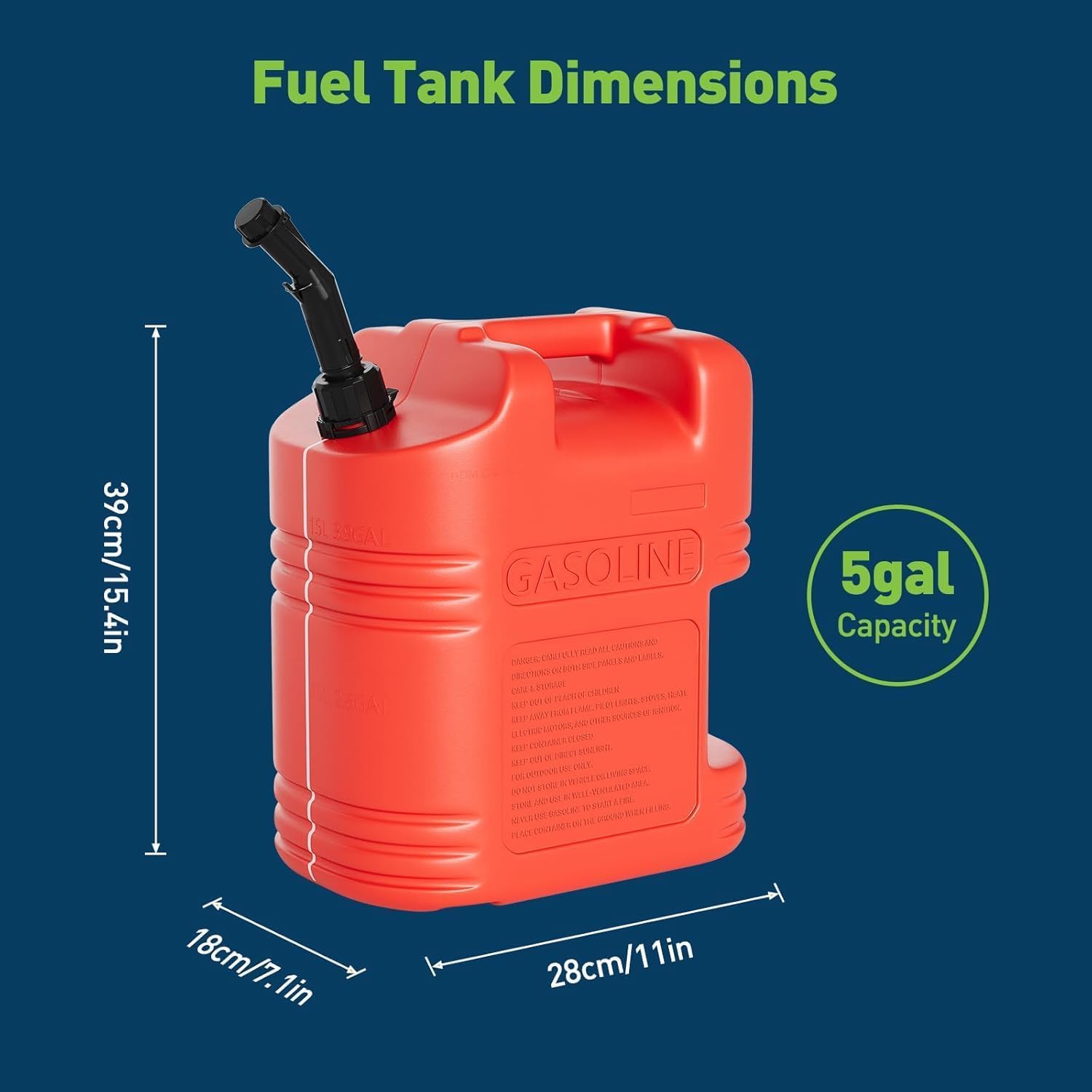 Garvee 5 Gallon Gas Can 2x Pack Heavy-Duty No-Spill Liquid Container with Level Gauge Air Release Valve Utility Storage Pail 15.4x7.1x11 Inch