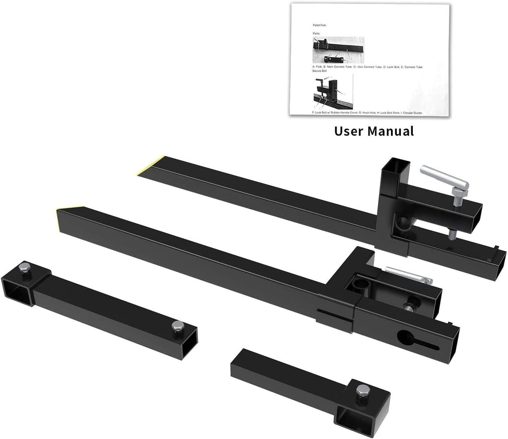 Garvee 43" 1500lbs Clamp on Pallet Forks, Heavy Duty Forks for Tractor Skid Steer Loader Bucket, Heavy Duty Quick Attach Forks with Adjustable Stabilizer Bar (17.5"-35")