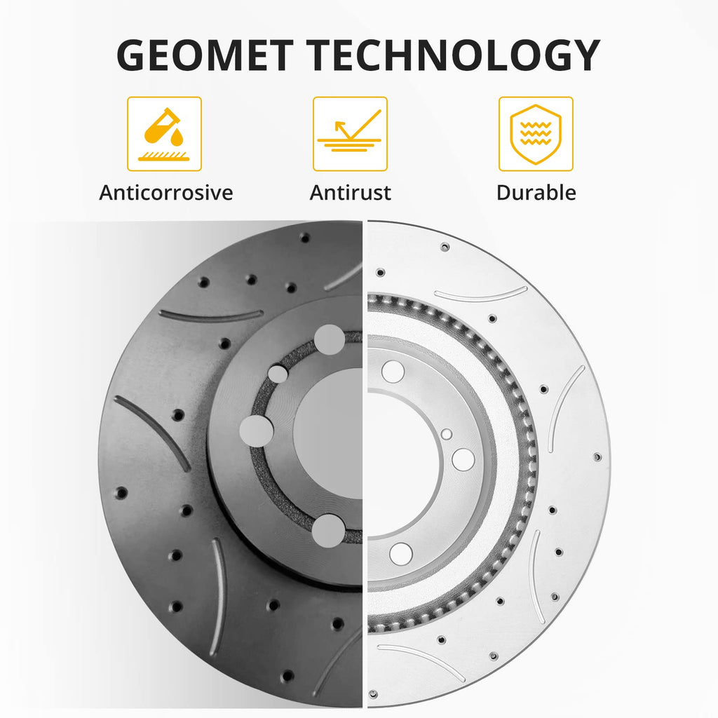 Garvee Front Brake Rotors Disc Drilled And Slotted For 1999-2002 Grand Cherokee, Durable Aluminum-Zinc Coating, Reliable Performance