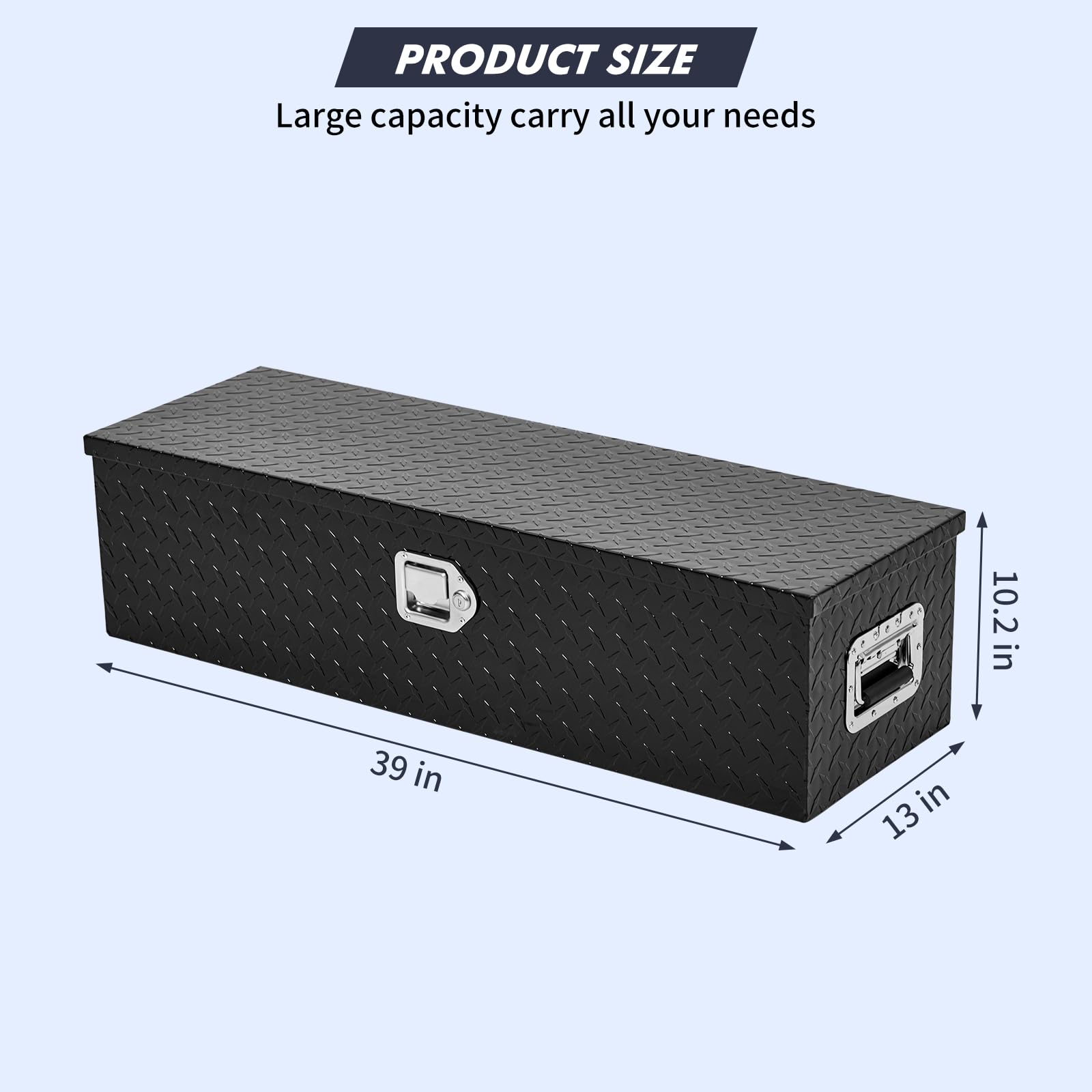Garvee 39 Inch Truck Tool Box, Truck Bed Tool Box with Sliding Shelf, Diamond Plate ToolBox with Side Handle,Lock and 2 Keys, Tool Storage Box for Truck, Trailer, Pickup, Black