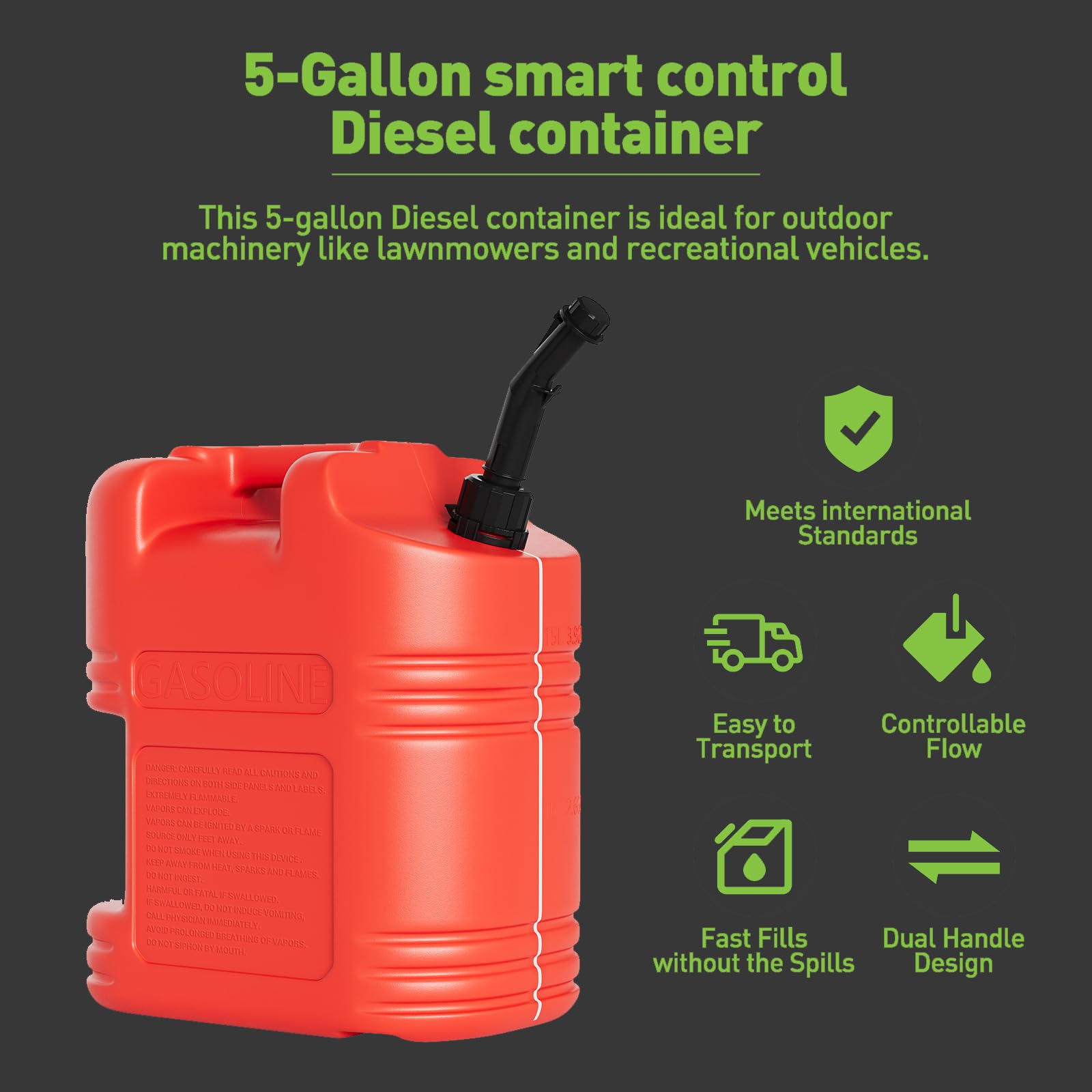 Garvee 5 Gallon Gas Can Durable Fuel Containers with View Stripe for Diesel & Gasoline Red 4 Pack