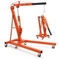 Garvee 2-Ton Folding Engine Hoist - Cherry Picker Hydraulic Shop Crane with 4400 lbs Capacity, Orange