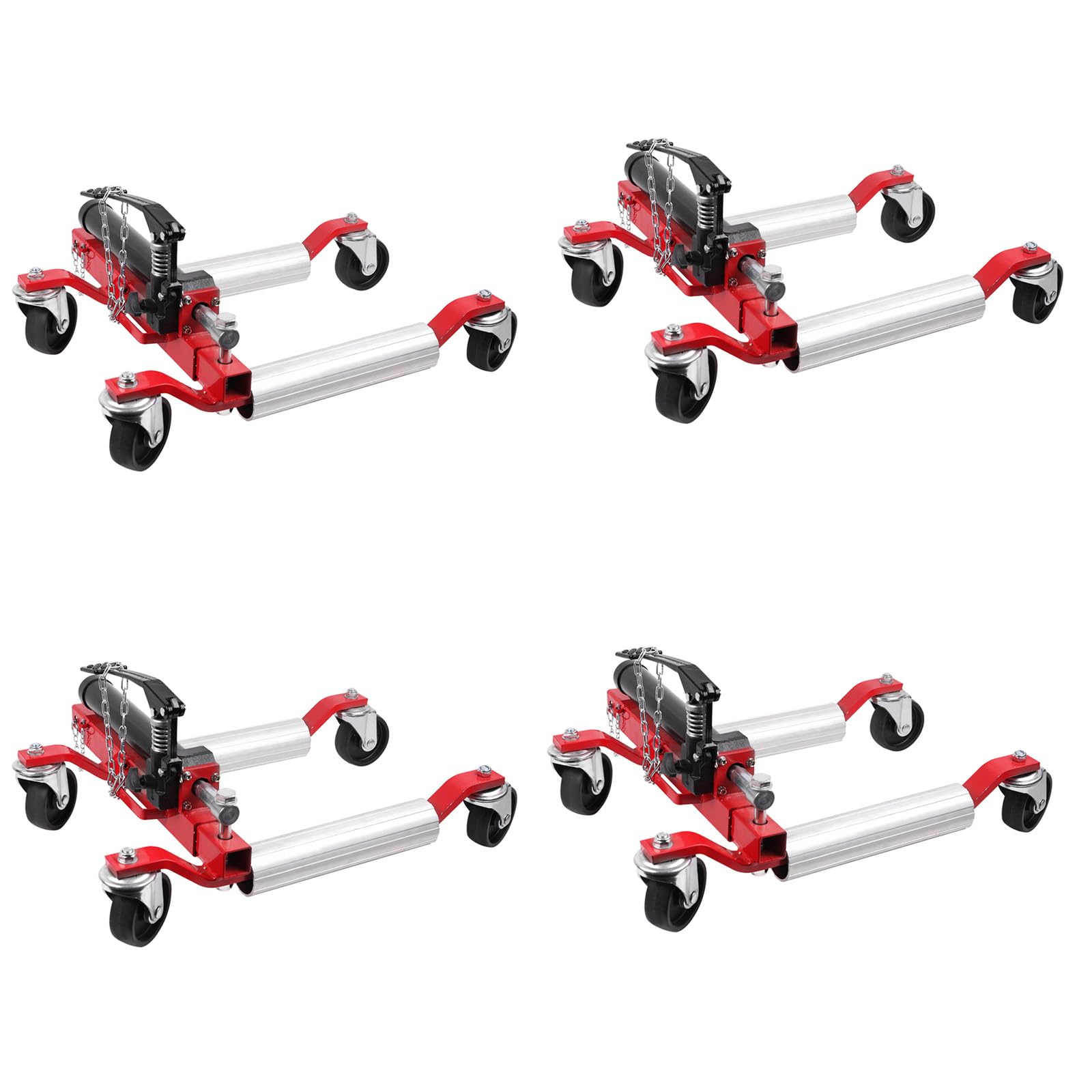 Garvee 4PC Wheel Dolly with Hydraulic Tire Jack, 1500 LBS Capacity, for Truck, RV, Trailer, Vehicle Positioning, Red