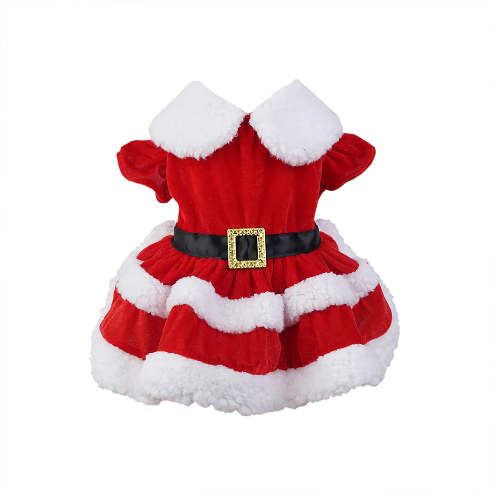 Garvee Dog Christmas Dress 3 Decorative Buckle Design Soft Comfortable Fleece Pet Clothes for Small Medium Large Dogs M Christmas red