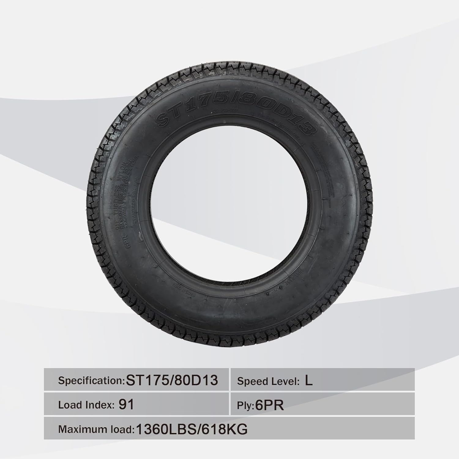 Garvee 2 PCS Trailer Tires, ST175-80D13 175 80 13 6PR Trailer Tires With 13'' Rim, Load Range C 175/80D Premium Trailer Tires For Different Agricultural Terrains Towing