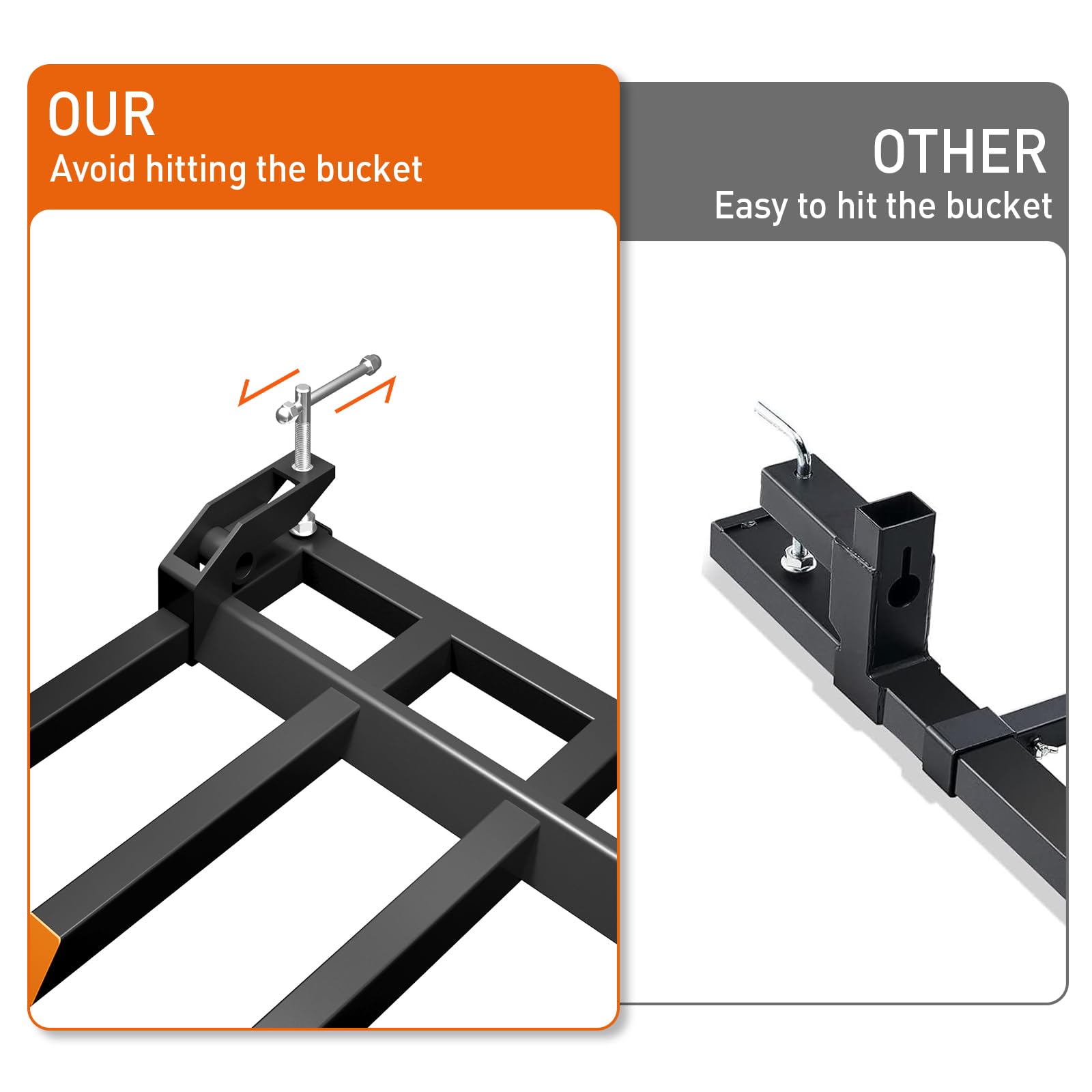 Garvee 58" Clamp on Tractor Debris Forks, Heavy Duty Clamp on Pallet Forks with 4000 LBS Loading Capacity, for Skid Steer Loader, Tractor Attachments