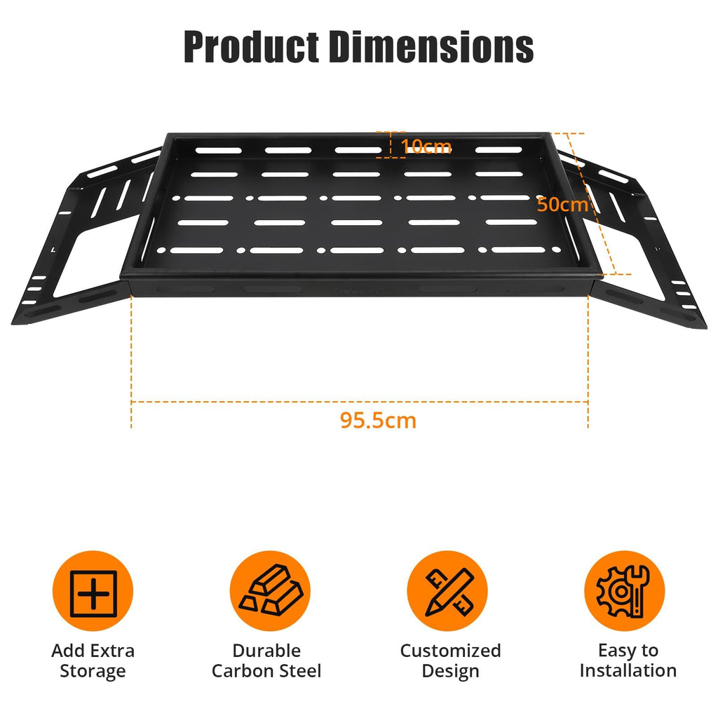 Garvee 330 LBS Heavy Duty Rear Trunk Cargo Rack Basket Compatible with 2007-2024 Wrangler JK JKU Interior Storage Luggage Carrier Rack Shelf for JL JLU Unlimited 4 Door Hardtops Steel Rust-Resistant Black