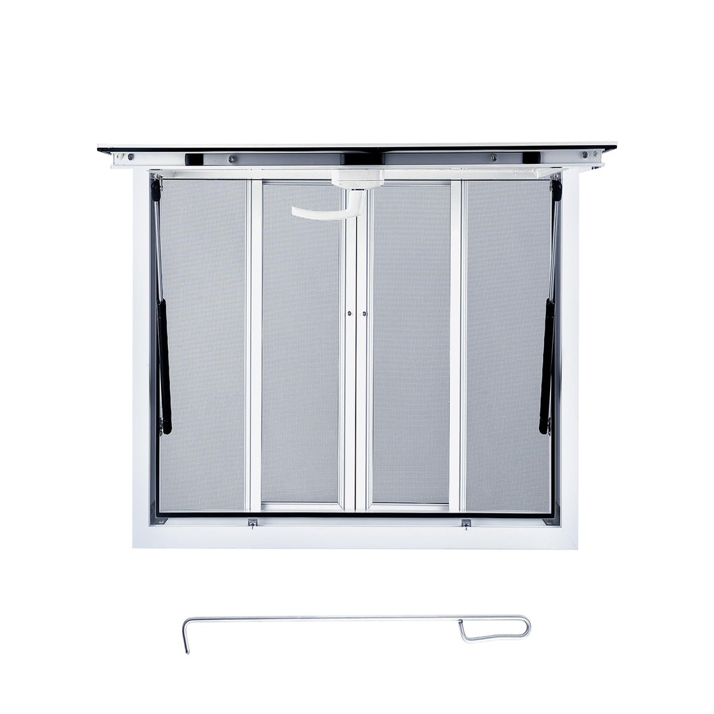 Garvee Concession Window, 36" x 36" Aluminum Alloy Concession Stand Serving Window Door with 4 Horizontal Sliding Screen Windows & Awning Door & Drag Hook, Serving Window for Food Trucks Concession Trailers