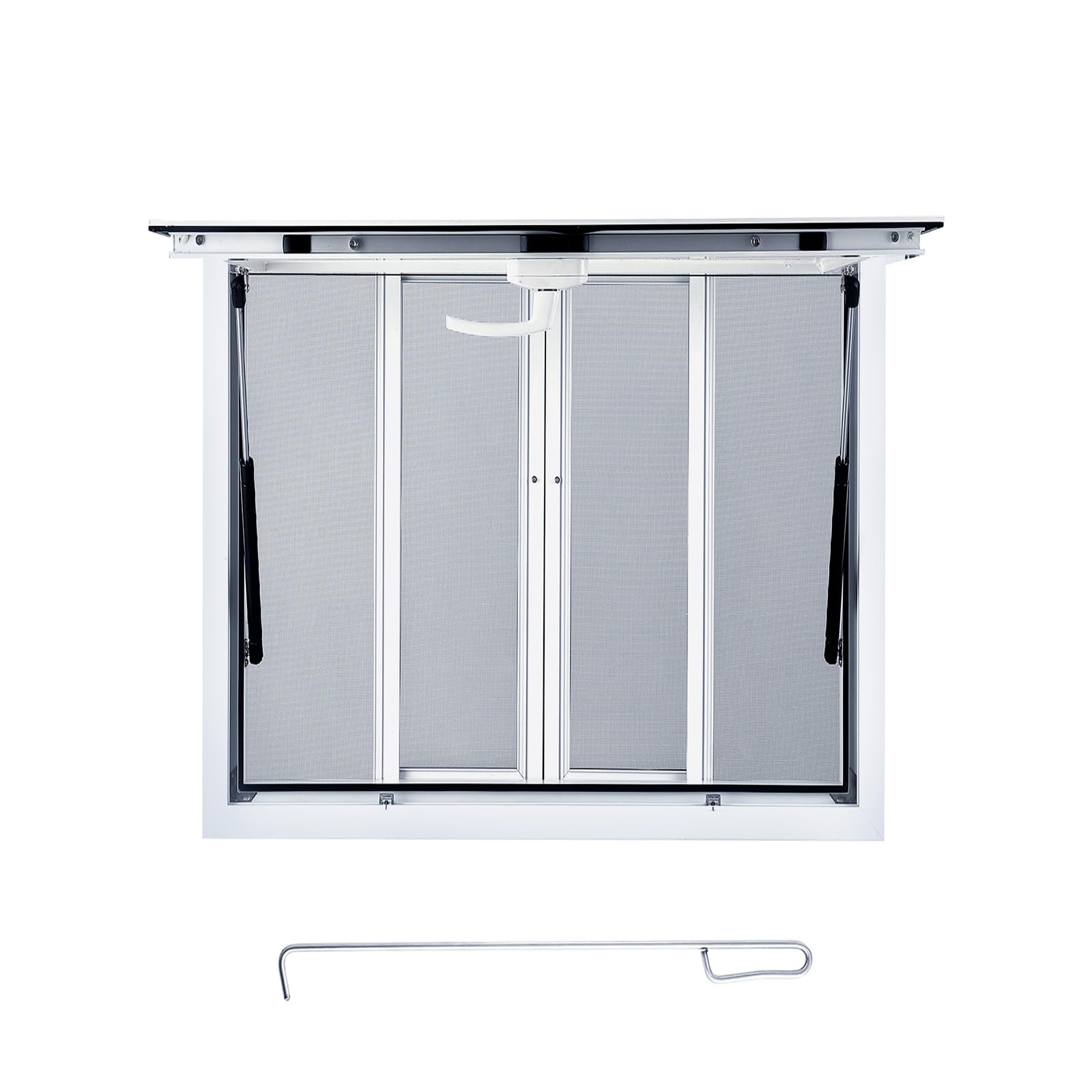 Garvee Concession Window, 36" x 36" Aluminum Alloy Concession Stand Serving Window Door with 4 Horizontal Sliding Screen Windows & Awning Door & Drag Hook, Serving Window for Food Trucks Concession Trailers
