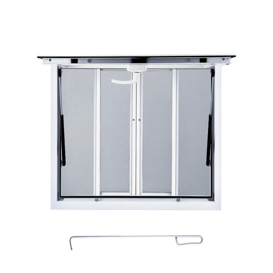Garvee Concession Window, 36" x 36" Aluminum Alloy Concession Stand Serving Window Door with 4 Horizontal Sliding Screen Windows & Awning Door & Drag Hook, Serving Window for Food Trucks Concession Trailers