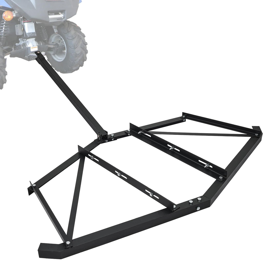 Garvee 66 Inch Width Driveway Drag with 3 Sets Adjustable Bolts 2 Reinforcement Bars, Tow Behind Drag Harrow with Pin-Style Hitch for ATVs UTV