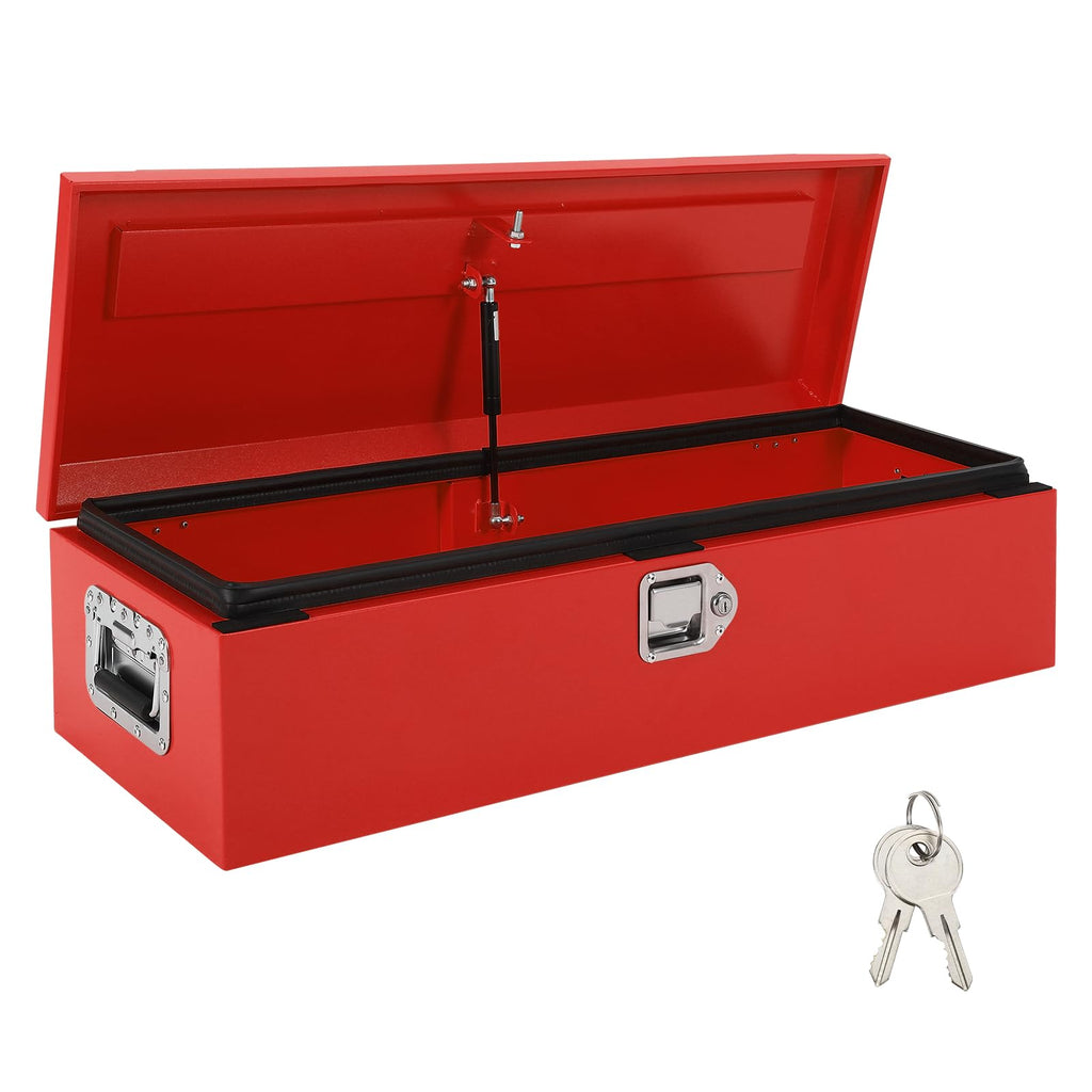 Garvee 39"x13"x9.6" Truck Bed Tool Box, Heavy-Duty Steel Metal Storage Box with Orange Peel Finish for Pickup, RV, and Trailer, Red