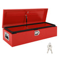 Garvee 39"x13"x9.6" Truck Bed Tool Box, Heavy-Duty Steel Metal Storage Box with Orange Peel Finish for Pickup, RV, and Trailer, Red