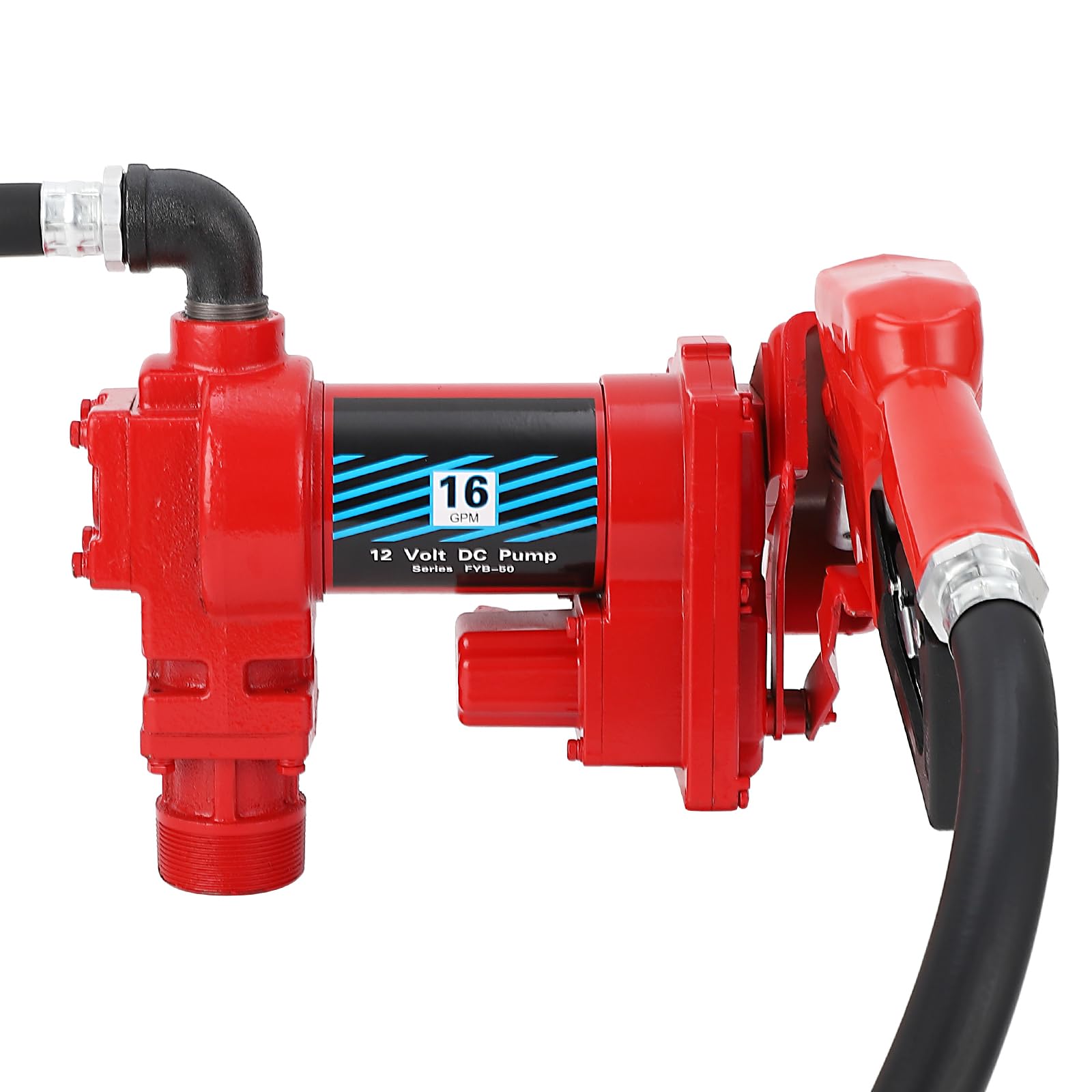 Garvee Fuel Transfer Pump 16 GPM 1/4 HP, 12 Volt DC Fuel Pump, Diesel Transfer Pump with Automatic Nozzles, Gasoline Transfer Pump with Emission & Suction Hoses for Gasoline, Diesel, Kerosene