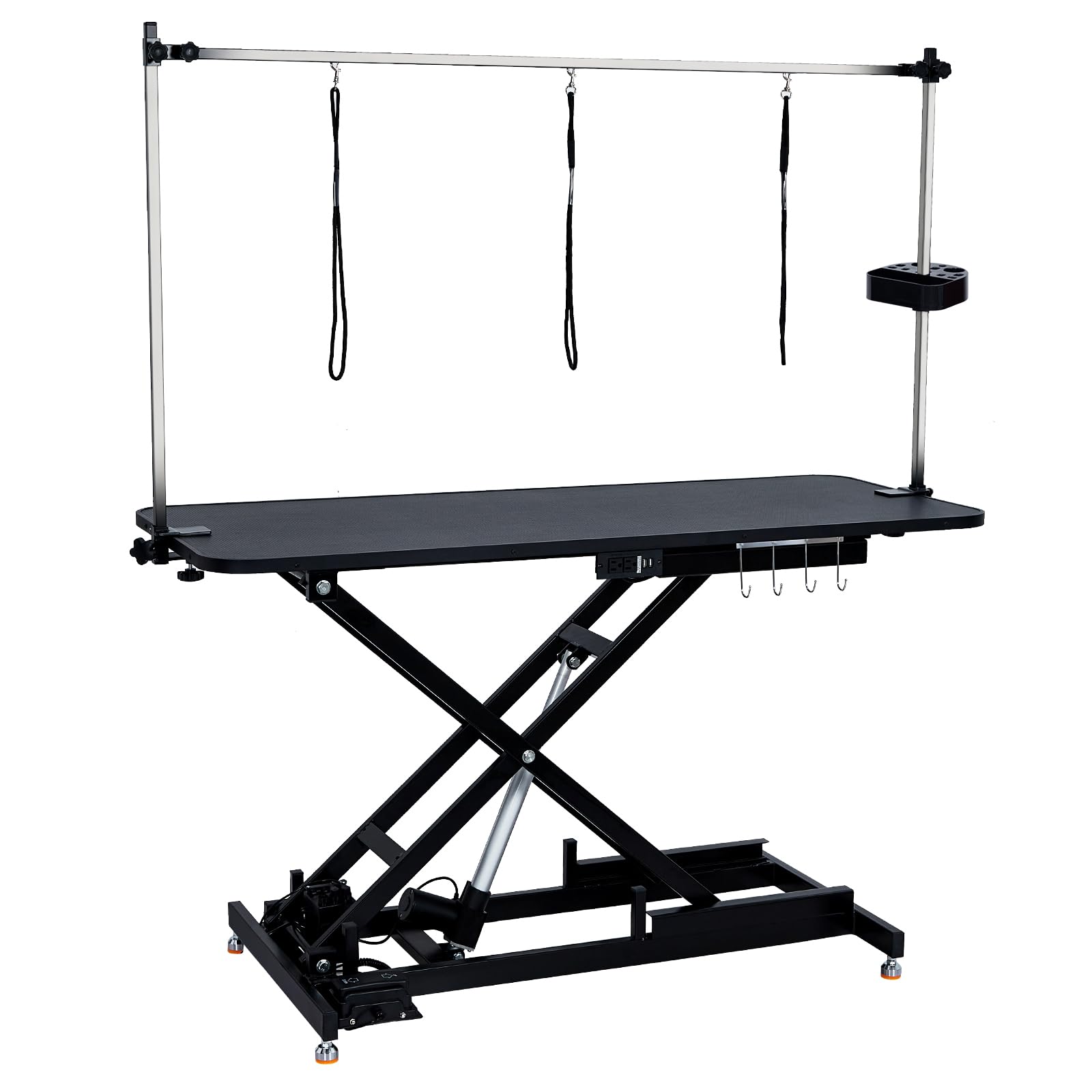 Garvee 60" Hydraulic Dog Grooming Table for Pet, Heavy Duty Hydraulic Professional Pet Grooming Table with Adjustable Overhead Arm & Noose, Storage Box, Remote Control, Max Load 350lbs