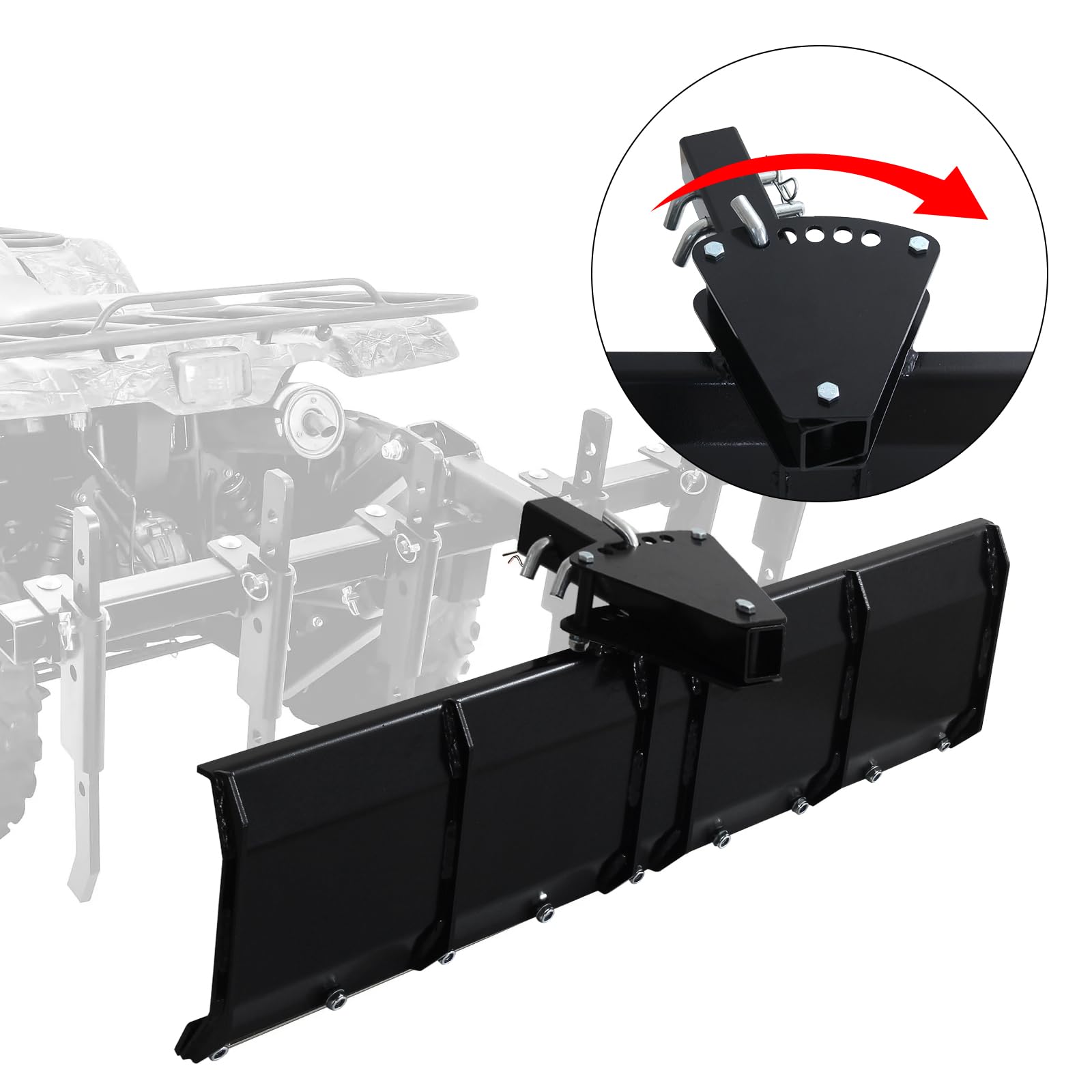 Garvee 42'' ATV/UTV Scrape Blade Implement, 3-Point Rear Grading Blade with 5 Adjustable Angles, 2'' Compatible Receivers Tow Behind Box Scraper for Grading Gravel, Landscaping, Pushing Snow
