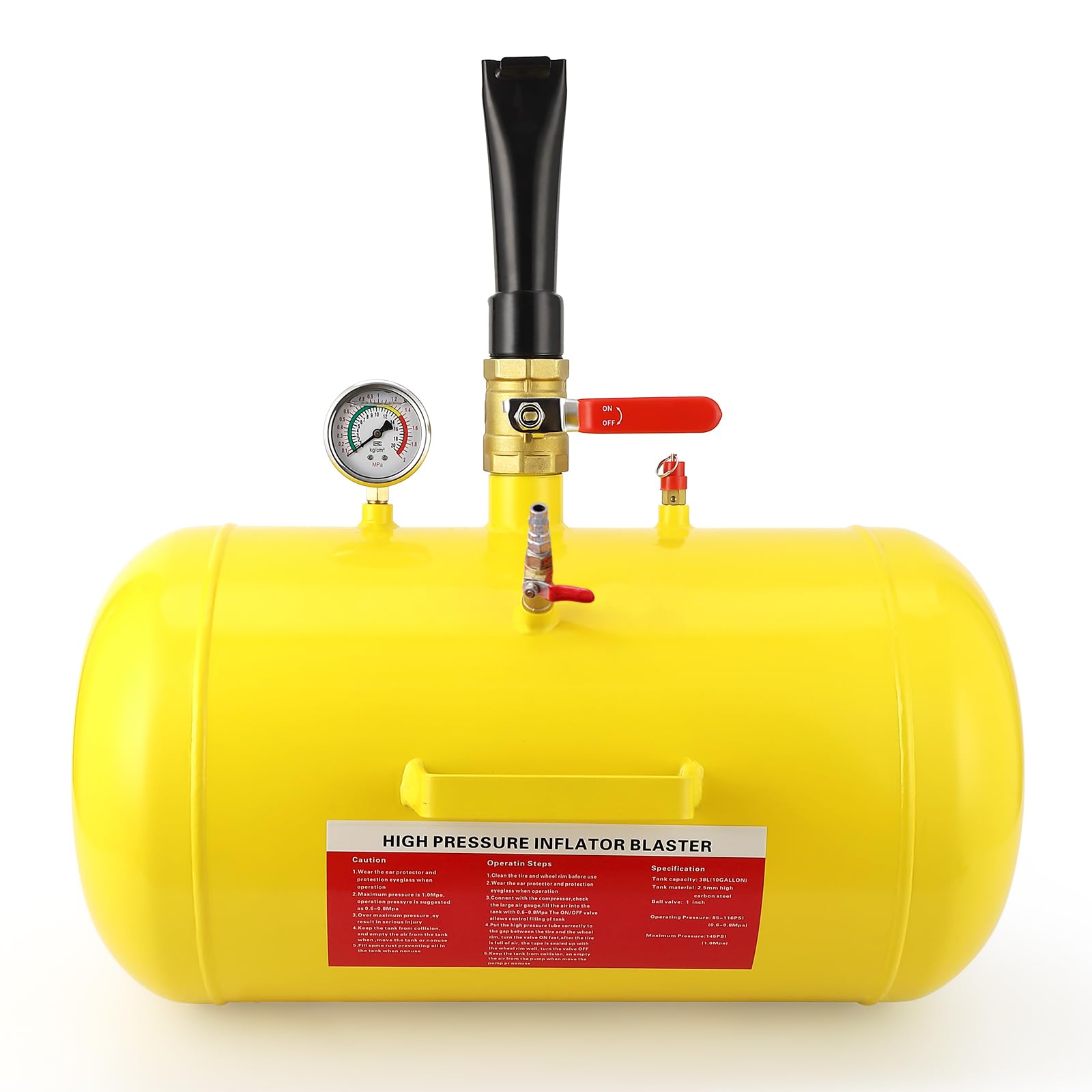 Garvee 10 Gallon Air Tire Bead Seater, Air Tire Seating Blaster Inflator, 85-116PSI Air Tire Bead Blaster with Pressure Gauge & Handle for Car Truck ATV(Yellow)