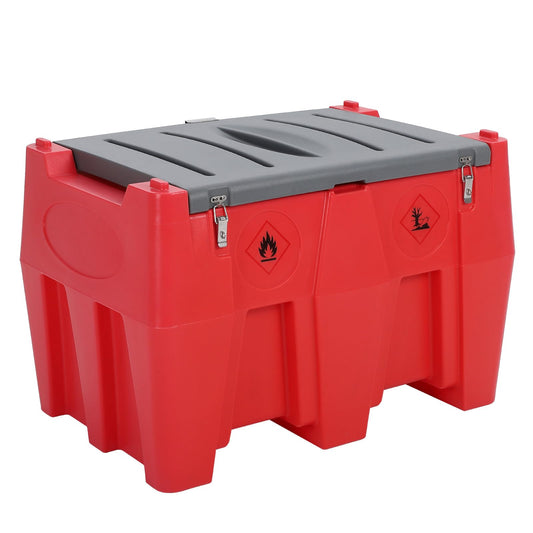 Garvee Portable Diesel Tank, 128 Gallon Fuel Tank with 12V Electric Fuel Transfer Pump, 10 GPM Diesel Transfer Tank with Auto Fueling Nozzle & 360° Swivel Connector with 13.1ft Hose - Red