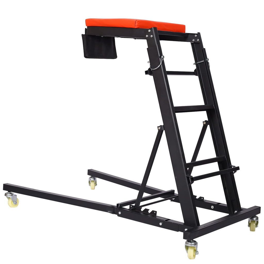 Garvee Foldable Rolling Topside Creeper with 4 Rotating Casters, Max 400lbs Load, Adjustable Angles & Heights, Comfortable Padded Design, Black