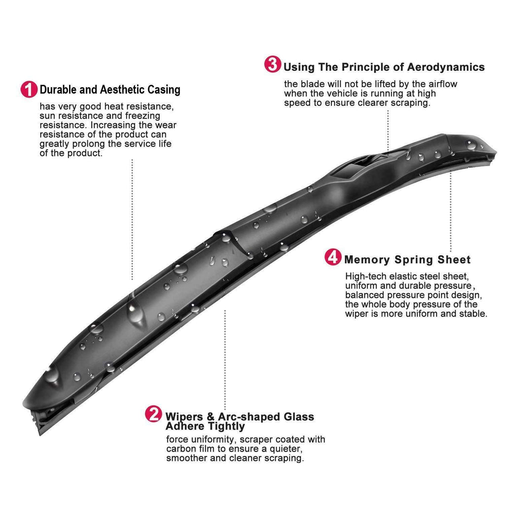 Garvee Windshield Wipers - 24" / 19" Wiper Blades OEM Quality Premium All-Seasons Stable & Quiet for Front Automotive Windshield (Set of 2)
