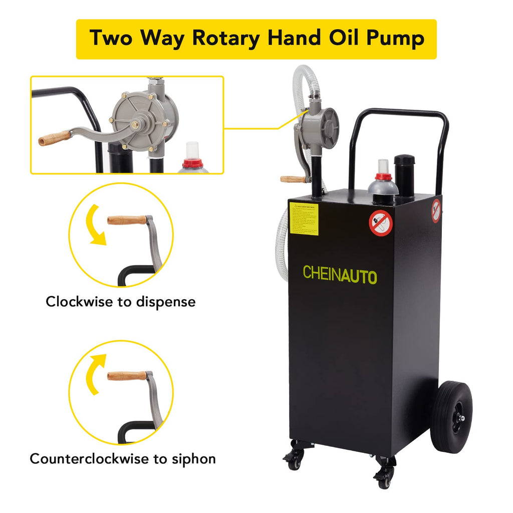 Garvee Fuel Caddy,35 Gal,with Manuel Transfer Pump, Gasoline Diesel Fuel Container for Cars, RVs,ATVs,Lawn Mowers, Boats - Black