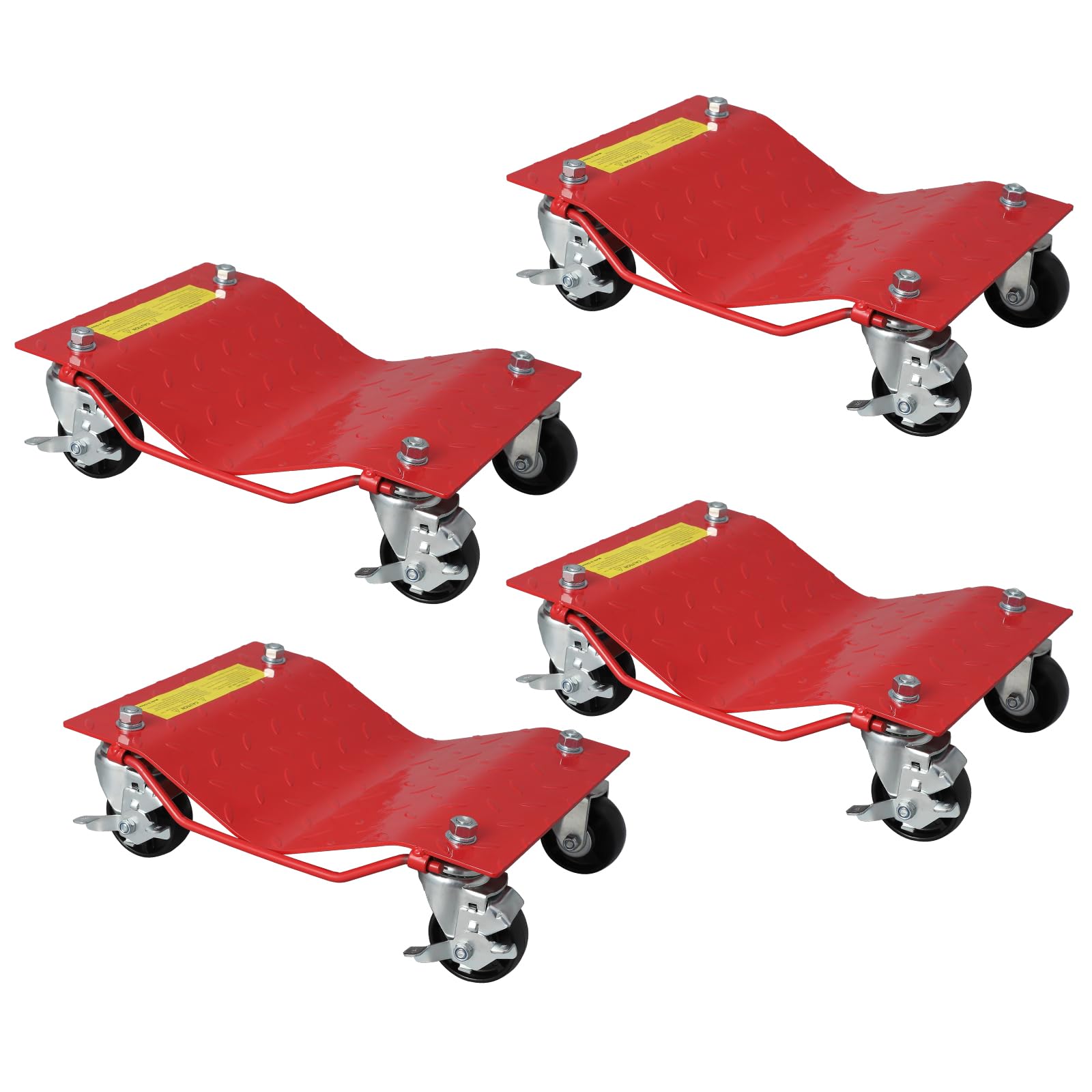 Garvee Red Car Dollies Set of 4 Heavy Duty Vehicle Wheel Dolly for Garage Moving Cars Motorcycles Trucks 11.8x16x4.3 in