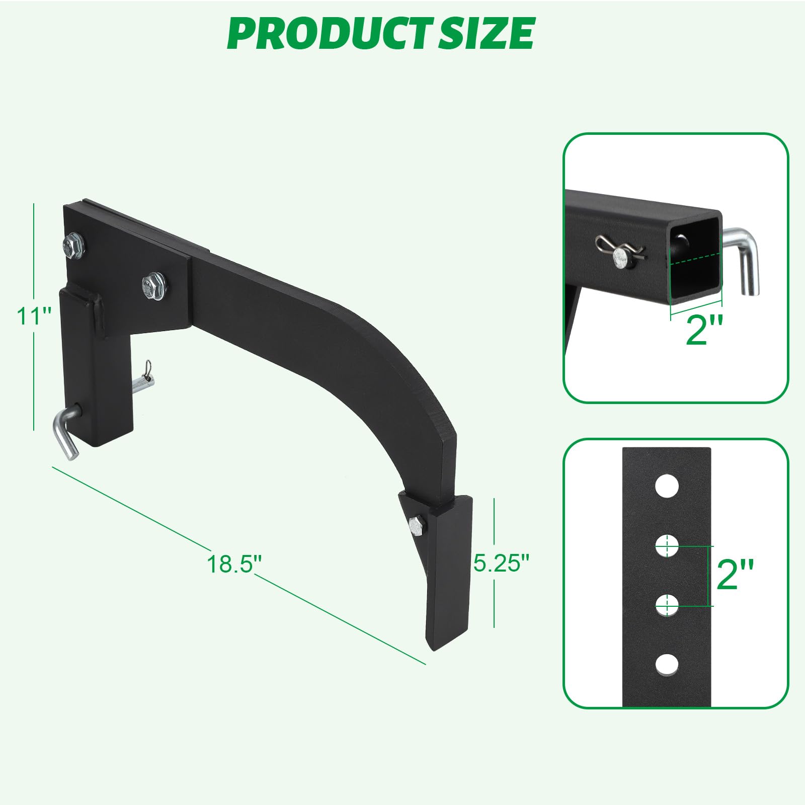 Garvee Hitch Mounted Ripper, 18'' Shank Middle Buster Plow for ATV/UTV Tractor with 2" Receiver, Hitch Lawn Ripper Easy One-Pin Mounting, Heavy Duty Trencher Subsoiler