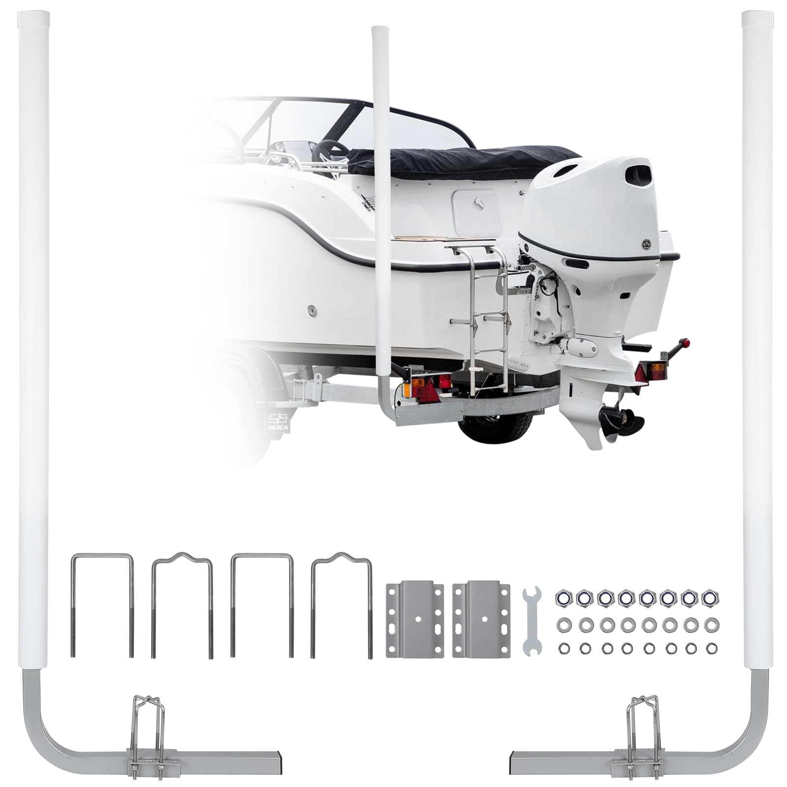 Garvee 60" Adjustable Design Trailer Guide Poles, Trailer Guides with PVC Pipes,2PCS Rustproof Steel Trailer Guide, Boat Trailer Guide with Light