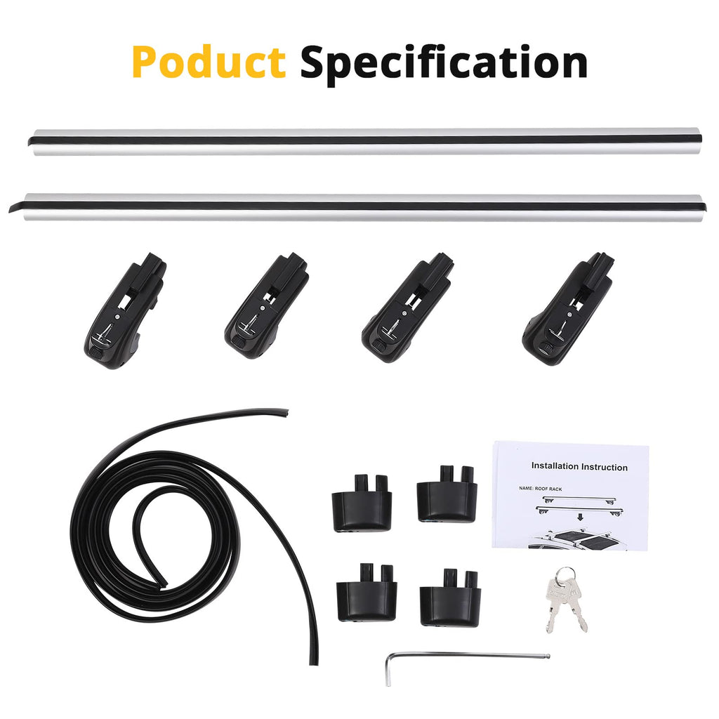 Garvee Roof Rack Cross Bars, 54" Universal Roof Bars for Most SUV Without Roof Side Rail, Crossbars for Rooftop Cargo Carrier, Luggage, Kayak, Bike, Snowboard