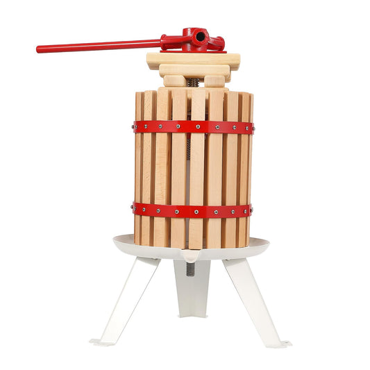 Garvee 1.6 Gal Manual Fruit Wine Press, Wood Steel Fruit and Wine Press With T-Handle, Stable Triangular Structure, Wine Making Press for Outdoor, Kitchen, Manual Assembly Required
