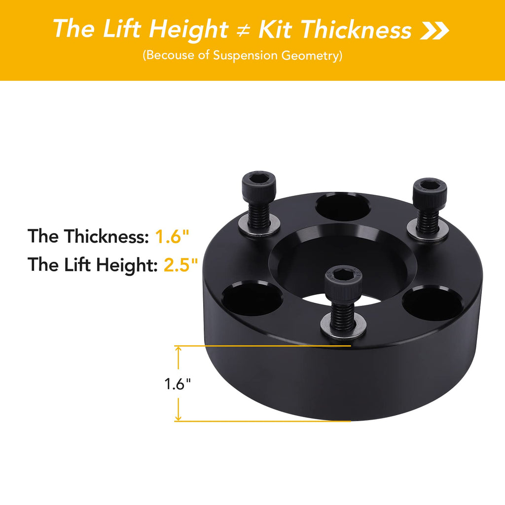 Garvee Tacoma Leveling Lift Kits 1.5" Front - 1.5 Inch Front Strut Spacer Suspension Lift Kit Lift Spacers for 2005-2021 Tacoma (6-Lug Only), 2003-2021 4Runner, 2007-2015 FJ Cruiser 2WD 4WD